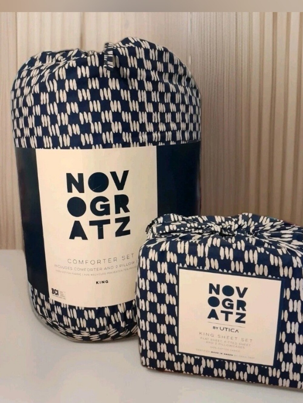 Brand New Novogratz by Utica King Size 7pc Comforter Set Petite Painted Check